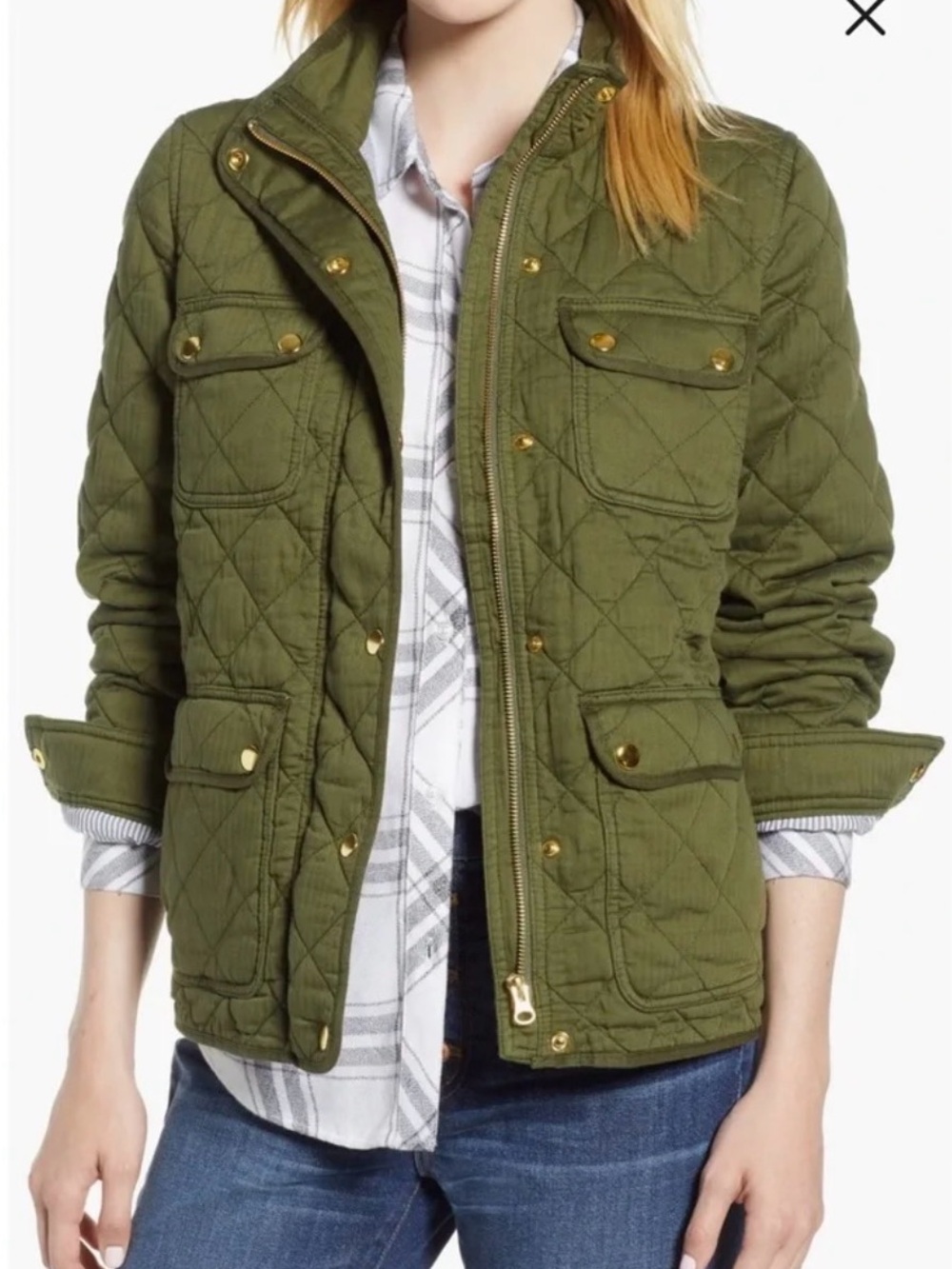 JCREW Quilted Olive Utility Jacket - Women's Sz SM tall